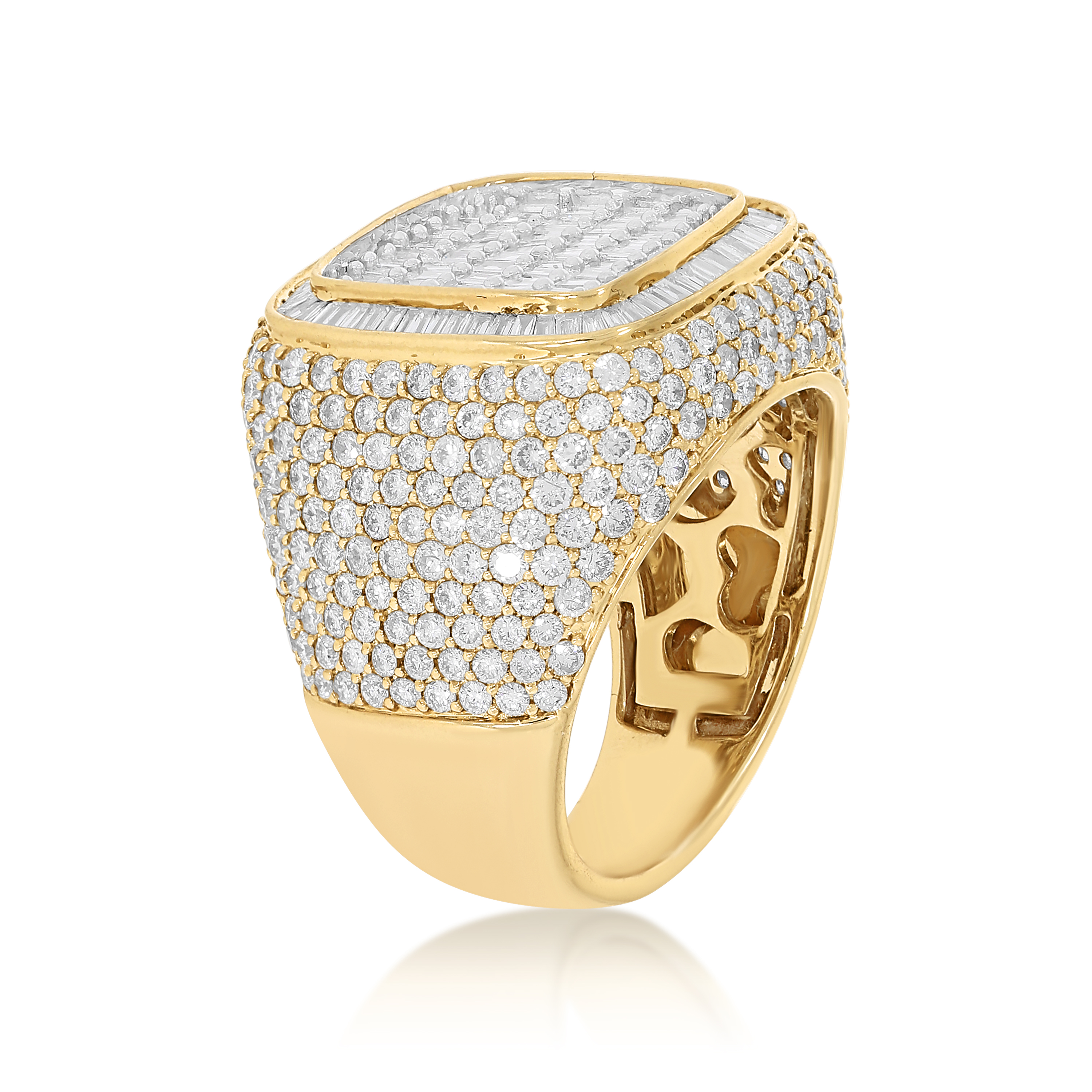 Men's Diamond Baguette Ring 4.70 ct. 14k Yellow Gold